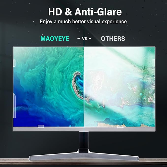 Mao Yeye [2 Pack] 24 Inch Computer Privacy Screen for 16:9 Aspect Ratio Widescreen Monitor, Eye Protection Anti Glare Blue Light Computer Monitor Privacy Filter, Removable 24 in Protector Film