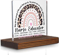 Nurse Educator Desk Sign Gift Leopard Rainbow Decor for Nursing Instructor Appreciation, Difference Maker Office Plaque PA084