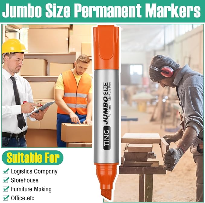 Fuutreo 32 Pcs Jumbo Permanent Markers Bulk Large Chisel Tip Permanent Markers Waterproof Jumbo Pens Quick Drying Office Supplies(Multicolor)