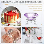 PATIKIL Diamond Crystal Paperweight, 80mm / 3.15" Crystal Paperweight Paper Weight with Silver 19 Metal Base for Home Office Desktop Table Decor Wedding Party Ornaments, Purple