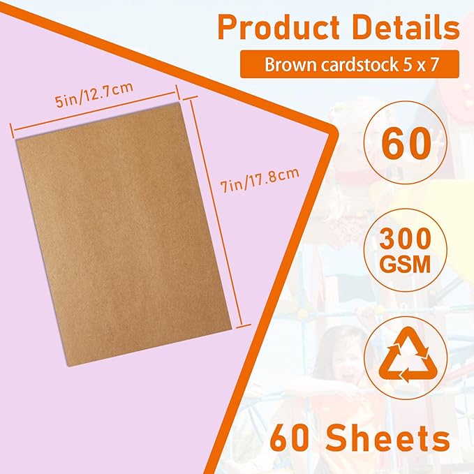 Guakicae 60 Sheets Brown Cardstock 5 x 7 Kraft Paper, 300gsm/110lb Heavyweight Flat Card Stock Printer Paper for DIY Card Making, Party Invitations, Thank You Cards, Graduations, Mailing
