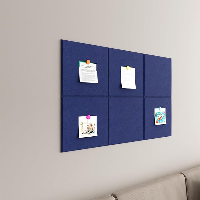 Baysola Large Cork Boards for Walls – 36" x 24" Self Adhesive Felt Wall Tiles, Ideal for Office Black Bulletin Board, Easy to Install Pin Board Photo Board