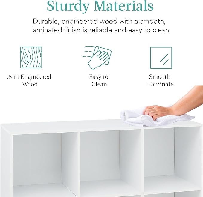 Best Choice Products 6-Cube Storage Organizer, 13.5in Shelf Opening, Bookcase, Display Shelf, Customizable w/ 3 Removable Back Panels – White