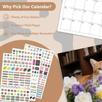 2026 Wall Calendar, Large Monthly Wall Calendar Dogs, Jan 2026 - Dec 2026, 12" x 24" (Opened), Hanging Planning Calendars for Family Home Office Supplies