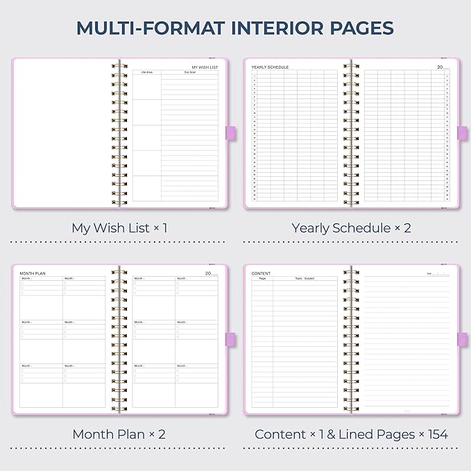 AHGXG Spiral Journal Notebook, 160 Lined Pages, A5 Medium Size (5.7'' x 8.3''), for Men & Women, Journaling, Writing, Work & Office, Hardcover, 100 GSM Thick Paper (Purple)