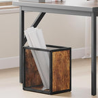 YATINEY Office Trash Can 2 Pack, 4 Gallon Garbage Can, Metal Wastebasket with Wood-Look Panels, Industrial Style Trash Can for Office, Study, Rustic Brown and Black WB03L2BR