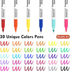 Shuttle Art 30 Colors Permanent Markers, Fine Point, Assorted Colors, Works on Plastic,Wood,Stone,Metal and Glass for Kids Adult Coloring Doodling Marking