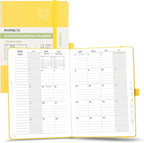 POPRUN Monthly Planner 2026-2027, Medium-6.25'' x 8.5'', 18-Month Calendar Book (Jan.26 - Jun.27), Calendar Planner with Monthly Tabs, Storage Pocket, Hardcover, 100 GSM Paper - Light Yellow