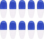 10 Magnetic Memo Holders Set - Large Clip, Plastic - White Blue
