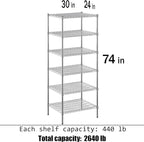 Regal Altair 24" Deep x 30" Wide x 74" Height Wire Shelving Kit | 6-Tier | NSF Commercial Storage Rack Unit