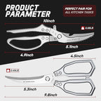 TIVOLI Kitchen Scissors Set Silver,Japanese Stainless Steel Kitchen Shears for Food, Heavy Duty Poultry Shears,Meat Scissors for Chicken Bones,Korean BBQ and Turkey,Ideal Gift