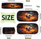 Pardick Football Fire Pencil Case，Big Capacity Pencil Pouch Coin Pouch Stationery Organizer For Teen School