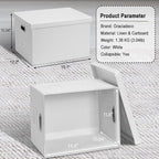 File Organizer Box, Decorative Storage Filling Box with Lid for Letter Legal Size Hanging Folders Collapsible Linen File Folder Box Office Document Storage Filing Bin, White 2 Pack