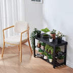 Pipishell Bamboo Shoe Rack Bench, 3 Tier Sturdy Shoe Organizer, Storage Shoe Shelf, Holds up to 300lbs for Entryway Bedroom Living Room Balcony, Black