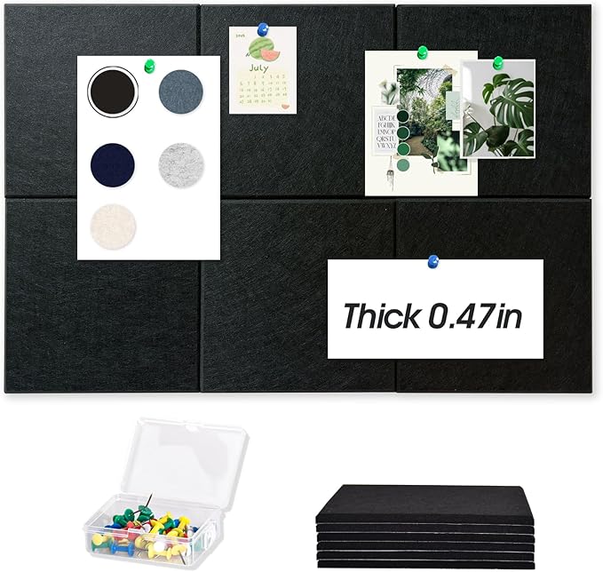 Thick Cork Board Tiles for Wall with Push Pins, Removable 36"x24"x0.47" Bulletin Board Sets, Self-Adhesive Pin Board | Magrowill 6 Packs Felt Panels for Office Home Classroom Dorm