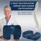 Everlasting Comfort Doctor Recommended Memory Foam Seat Cushion for Office Chairs & Car - Ergonomic Office Desk Accessories - Cushions for Tailbone Pain Relief, Sciatica (Navy Blue, Large)