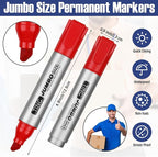 Fuutreo 16 Pcs Jumbo Size Permanent Markers Bulk Large Chisel Tip Permanent Markers Thick Waterproof Jumbo Pens Set Huge Poster Supplies(Rainbow)