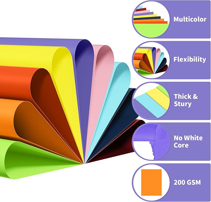 360 Sheets Colored Cardstock Paper 8.5 x11 Valentine Day Cardstock Thick Paper, 9 Assorted Colors Construction Paper 200 GSM Card Stock for Scrapbook, Cricut, Card Making, DIY Crafts, School, Party