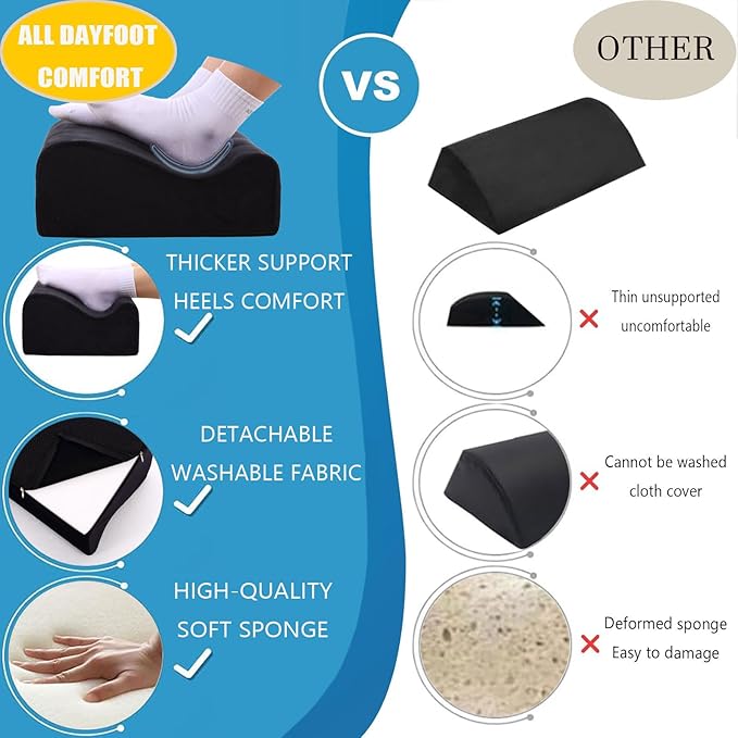 COMFelicify Foot Rest for Under Desk at Work, Ergonomic Under Desk Footrest with Washable Cover, Memory Foam Foot Stool for Office Chair & Gaming Chair, Back & Hip Pain Relief, Black