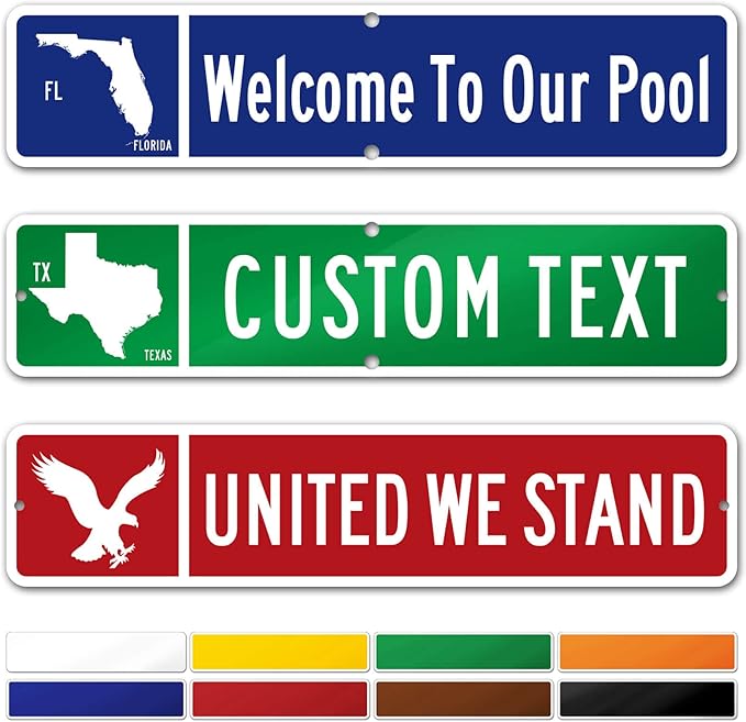 Custom Street Sign, Address Sign, 8 Colors, Reflective Option, Mounting Options, 4x18 inch, Thick Rust-Free AlumaBond, Made in USA By My Sign Center (US State)