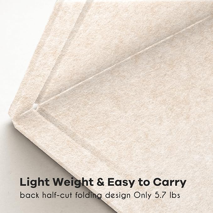 Lightomorrow Large Bulletin Board - 72 x 48 Inches, Decorative Felt Pin Board for Wall - 6' x 4' Foldable Photo Display Board with Self-Adhesive Tape, Includes 20 Push Pins - Oatmeal