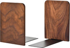 VIVTOB Book Ends, Black Walnut Wooden Bookends for Shelves - Heavy Duty Non-Slip Book Organizers, Upgraded Large Decorative Bookend Holders for Home, Kitchen, Office, Set of 2, Large