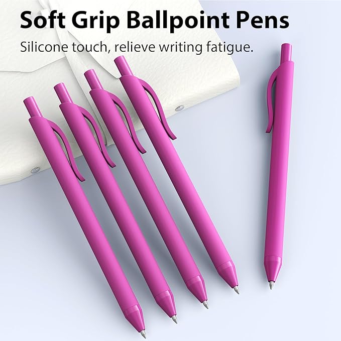 JIMMIDDA Ballpoint Pens Bulk - 107 Pcs Black Ink Pens in Bulk | 1.0 Medium Point Smooth Writing, Retractable No Bleed Ball Point Pen for Men Women (Pink Barrel)