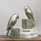 Kakizzy Gold Parrot Book Ends for Shelves,Vintage Bird Decorative Bookends,Resin Book Stopper for Books,Parrot Statue Gifts for Woman Home Office Bookshelf Decor,Unique Book Lover Gift