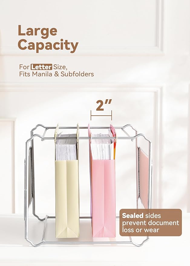 SortRax Plastic Extra Capacity Hanging File Folders, 2" Pastel Expanding Pocket, Heavy Duty for Filing Cabinet, Insertable 1/5-Cut Tabs, Letter Size - 12 Pack