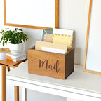 LBEMEY Mail Holder Storage Organizer Box,Acacia Wood Mail Organizer Countertop,Desktop Letters, Bills, Notes and Postcard Bin for Home Office Dorm Room