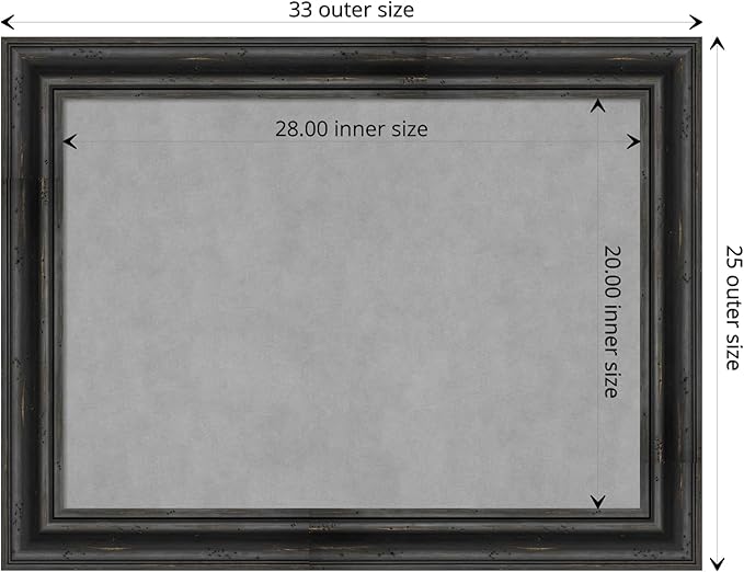 Amanti Art Black Framed Magnetic Board 25x33 Medium Vision Board for use with Magnets, 100% Metal Sheet to Display Items as Office Decor or for Home Organization in mudroom, Kitchen or Kids Room