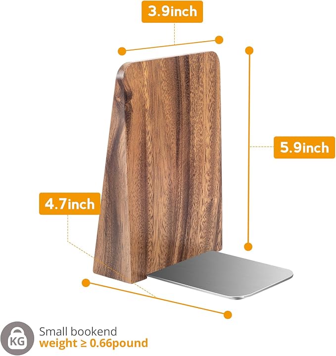 DRELIFAM Walnut Book Ends Heavy Duty Handmade Bookends for Shelves Book Ends Decorative to Hold Heavy Books (Walnut Wood Small)