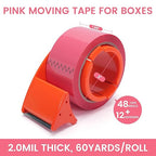 TAPEBEAR 48Rolls Pink Packing Tape with 12 Dispensers, 1.88 Inch x 60 Yards Packaging Tape Refills, Cute Decorative Moving Tape for Boxes, Shipping and Sealing