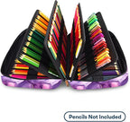 YOUSHARES 300 Slots Colored Pencil Bag - Handy Large Capacity Oxford Multi-Layer Zipper Pencil Bag for Prismacolor Colored Pencils & Gel Pen (Marble Purple)