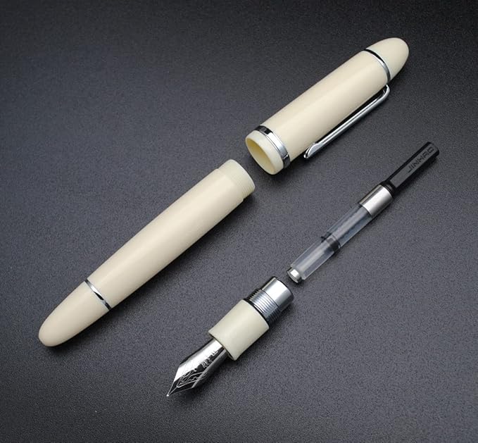JINHAO X159 Fountain Pen (F Nib 0.5mm, Ivory White with Silvery Clip)