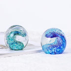 LCCCK Hand Blown Glass Ocean Waves Glass Ball Beach Office Decor, Blue Glass Paperweight Ideal Beach Decorations for Home, Suitability Seaside Villa Aquarium Ocean Lover's Gift