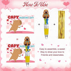 Pajean 24 Sets Valentine's Day Gifts for Classroom Exchange Cute 4-in-1 Multicolor Ballpoint Pens with Cards Valentines Party Favors School Students Prizes Bag Fillers Sweet Stationery Supplies