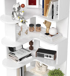Farini 5-Tier Corner Bookshelf,L-Shaped Bookcase Freestanding Storage Shelf & Display Stand for Living Room, Office, Bedroom,White