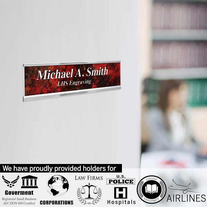 Engraved Name Plates for Door Sign Personalized Purple Plastic Plaque with White Letters - Made in USA 2x12 B13