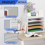 GDINDINFAN Wood Desktop Letter Tray File Organizer, Paper Storage Mail Sorter with 3 Adjustable Drawer Boards for Home and Office, White