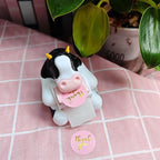RhyNSky Cute Office Accessories - Stamp Roll Holder Postage Stamp Dispenser for Desk, No Stamps, 1.18" Core, Black Cow Design, C04
