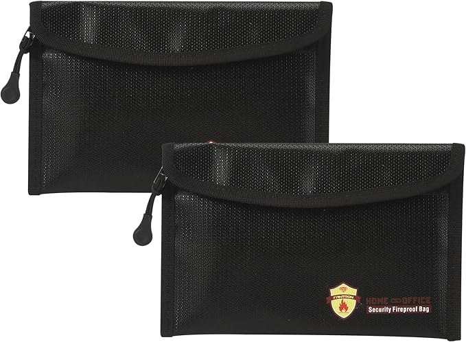 2 Pack Small Fireproof Bag (5 x 8 inches), Non-itchy Fireproof Wallet Bag for Valuables, Jewelry, Cash, Passport, Invoice, Currency & Keys