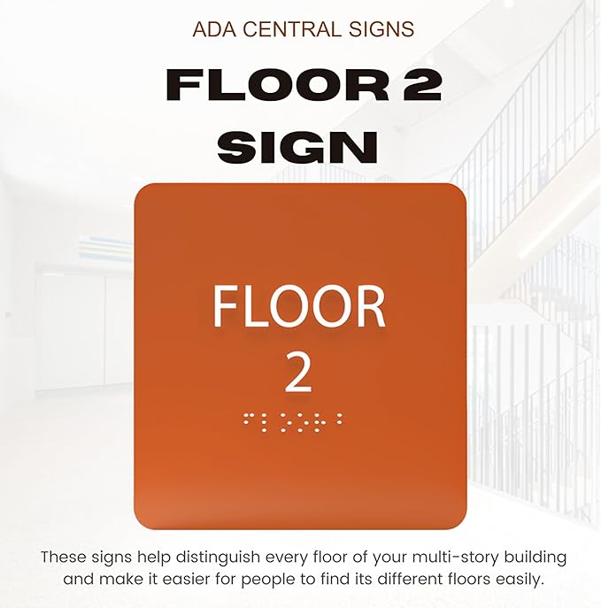 Spruce ADA Floor 2 Sign with Braille – Made from Durable Acrylic and Ready to Mount