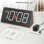 DreamSky Wooden Digital Alarm Clocks for Bedrooms - Electric Desk Clock with Large Numbers, USB Port, Loud Alarm for Heavy Sleepers, Adjustable Volume, Dimmer, DST, Wood Décor Gifts, Adapter Powered
