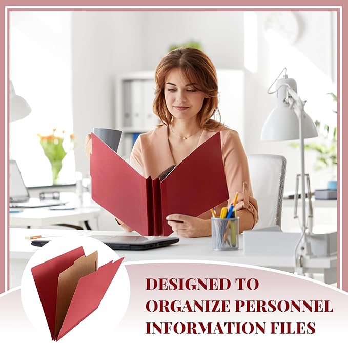 Skyygemm 36 Pcs Classification Folders Letter Size, 1 Divider Pressboard File Folder with Fasteners, Expanding File Organizer Bulk for School Teachers, Office Employee, Coworker, Staff (Red)