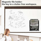 KZWKRG 6 Tier Magnetic File Holder, Large Capacity Mesh Hanging Wall Organizer Vertical Magnetic Hanging File Organizer, Magnetic File Folder Holder for File Cabinets, Office, Whiteboard (Black)