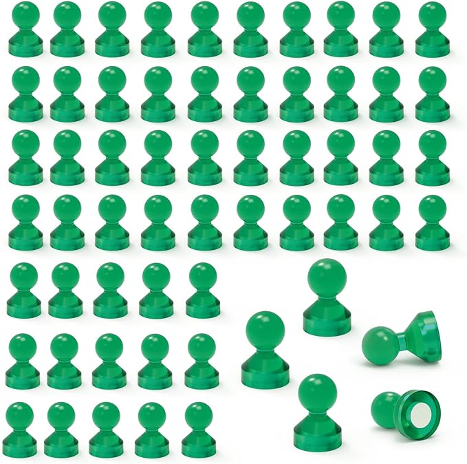 MHDMAG Magnetic Push Pins Powerful Push Pin Magnets for Fridge Whiteboards Calendars Maps in School & Office Pack of 60,Green