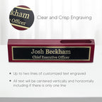 Business Wood Name Plate for Desk | Custom Desk Name Plate Personalized Gift for Office, The Perfect Engraved Name Plaque by Engraving International (2" x 10" with Card Holder, Rosewood Piano Finish)