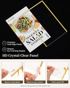 Dynta Acrylic Sign Holder 5x7in Double-Sided Display Stand with Gold Frame Clear Table Sign Holders for Wedding Party Restaurants Home Office(8 Pack)