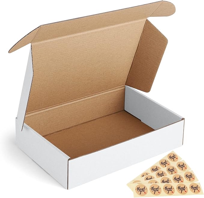 Eupako 9x6x2 Shipping Boxes Small Corrugated Cardboard Box - 25 Pack White Mailing Boxes for Packaging Small Business, Mailer Box